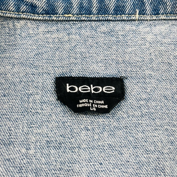 Y2K BEBE DESTINY GABBY DENIM JEAN JACKET EMBROIDERED SIZE LARGE - Picture 9 of 13